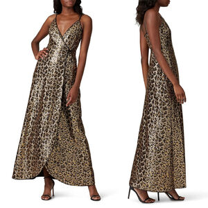Aidan AIDAN MATTOX Leopard Sequin Wrap Dress Gown $285 - Size 2